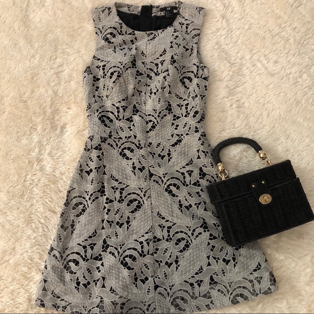 Black and White Embroidery Dress